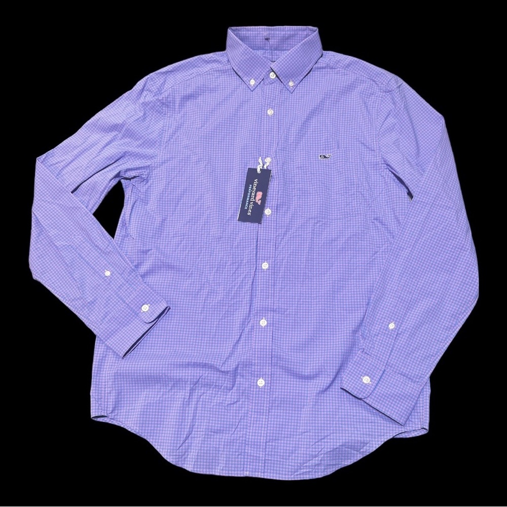 Vineyard Vines Purple and Pink Gingham Performance Button-Down Shirt - Picture 11 of 11